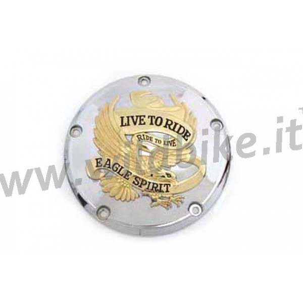 CLUTCH DERBY COVER LIVE TO RIDE EAGLE SPIRIT CHROME GOLD  for HARLEY DAVIDSON TWIN CAM '99-'15