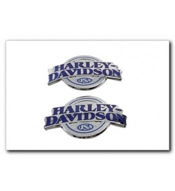 EMBLEMS GAS TANK BLUE STYLE WITH CHROME LETTERING HARLEY DAVIDSON 