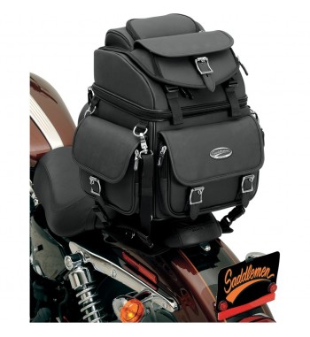 BAG BIG TRAVEL CASE LEATHER COMBINATION BR1800EX DELUXE FOR CUSTOM MOTORCYCLE AND HARLEY DAVIDSON
