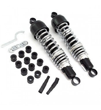 SHOCKS ABSORBERS REAR DELUXE BLACK/CHROME 12.8" ROUND FOR MOTORCYCLE