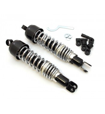 SHOCKS ABSORBERS REAR DELUXE BLACK/CHROME 13" WITH CLEVIS FOR MOTORCYCLE