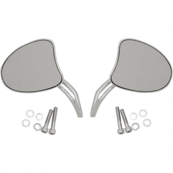 MIROIRS TAPERED CHROME AVEC COURT SLOTTED STEMS POUR HARLEY DAVIDSON