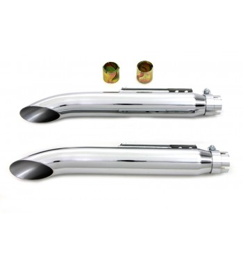 EXHAUSTS MUFFLERS SET SLIP ON UNIVERSAL TURN-OUT 50 CM. STEEL CHROME FOR MOTORCYCLES CUSTOM