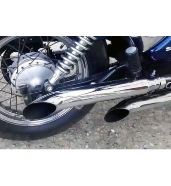 EXHAUSTS MUFFLERS SET SLIP ON UNIVERSAL TURN-OUT 50 CM. STEEL CHROME FOR MOTORCYCLES CUSTOM