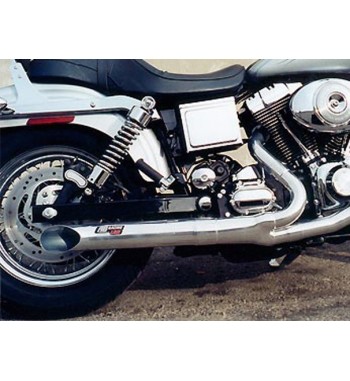 EXHAUST MUFFLER UNIVERSAL TURN-OUT 72 CM. TWO INTO ONE STEEL CHROME FOR MOTORCYCLES CUSTOM