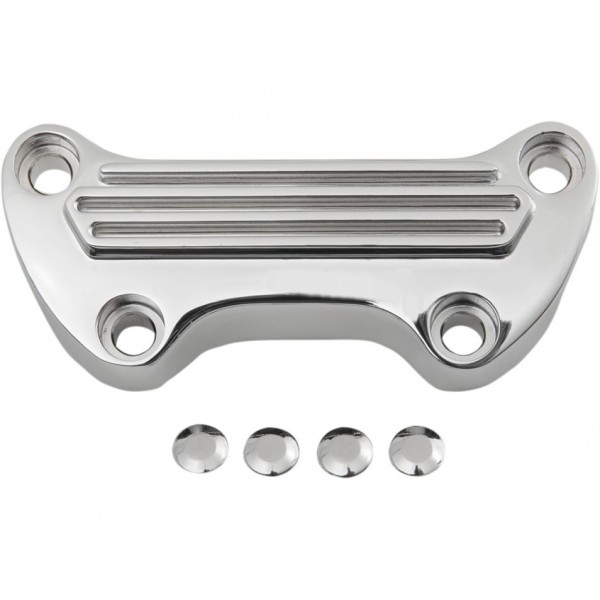 RISER TOP CLAMP FINNED CHROME WITH LONG SKIRT FOR HARLEY DAVIDSON HANDLEBARS