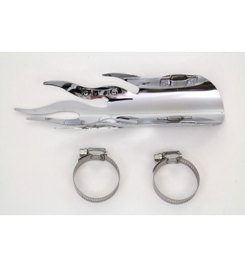 HEAT SHIELD TYPE FLAME LENGHT 23 CM. CHROME FOR EXHAUST MUFFLERS MOTORCYCLE