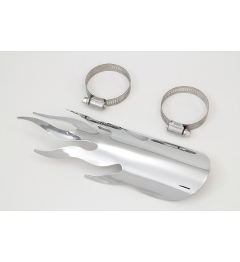 HEAT SHIELD LARGE TYPE FLAME LENGHT 23 CM. CHROME FOR EXHAUST MUFFLERS MOTORCYCLE
