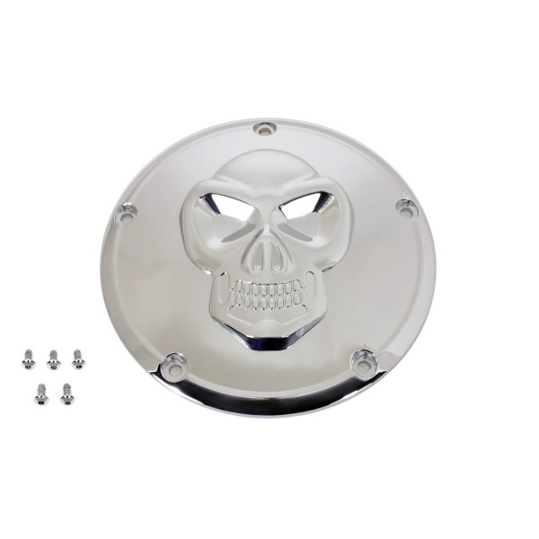 CLUTCH DERBY COVER SKULL HEAD CHROME FOR HARLEY DAVIDSON TWIN CAM '99-'17