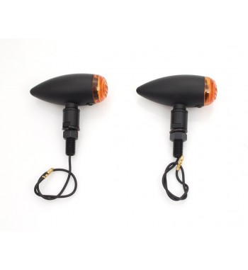 MICRO BULLET TURN SIGNALS BLACK EU APPROVED FOR CUSTOM MOTORCYCLE AND  HARLEY DAVIDSON