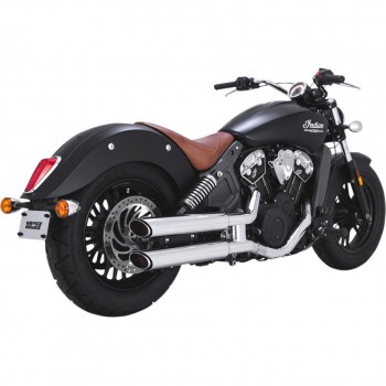 EXHAUSTS MUFFLERS VANCE & HINES TWIN SLASH 3" SLIP-ONS CHROME FOR INDIAN SCOUT '15-'18