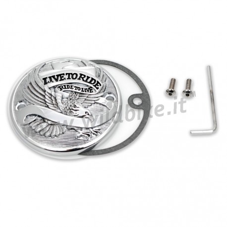 POINT COVER "LIVE TO RIDE" CHROME HARLEY BIG TWIN E SPORTSTER