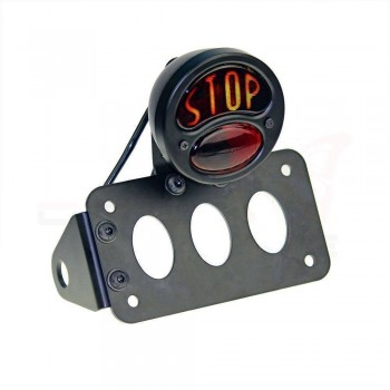 BLACK SUPPORT SIDE MOUNT KIT LICENSE PLATE AND STOP RETRO TAIL LIGHT FOR CUSTOM MOTORCYCLE AND HARLEY DAVIDSON