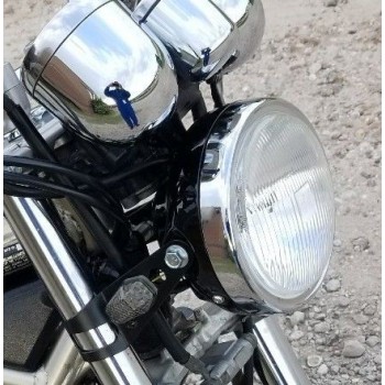 FARO FANALE ANTERIORE A LED MULTIFUNZIONE OMOLOGATO 165 MM NERO OPACO PER  MOTO CAFE RACER