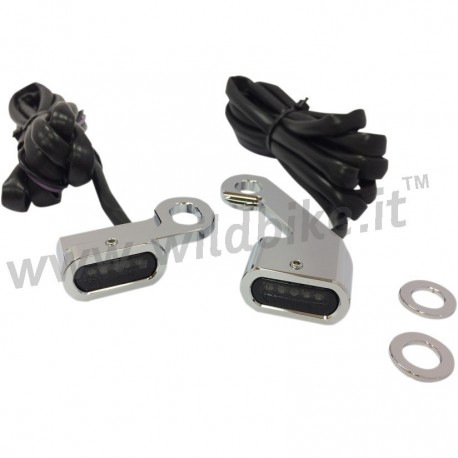 MINI CHROME TURN SIGNALS DRAG LED SMOKED EU APPROVED FOR HANDLEBAR HARLEY DAVIDSON FLHT/FLT TOURING '09-'13