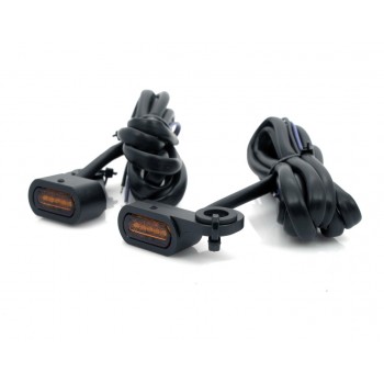 BLACK MINI TURN SIGNALS DRAG LED AMBER EU APPROVED FOR HANDLEBAR HARLEY DAVIDSON VRSC V-ROD '09-'17