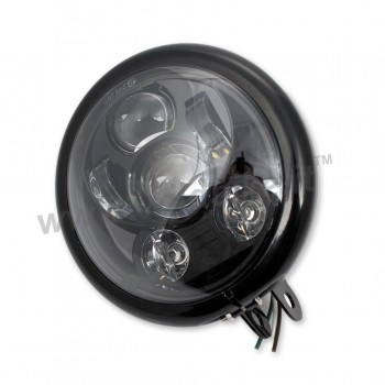 GLOSS BLACK HEADLIGHT ASSEMBLY SIX LED FRONT EU APPROVED 155 MM BATES FOR MOTORCYCLE