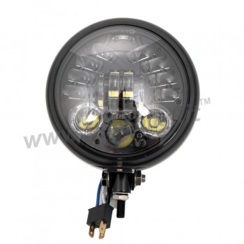 LED HEADLIGHT EU APPROVED MULTIFUNCTION 6.15" 160 MM FLAT BLACK FOR MOTORCYCLE AND HARLEY DAVIDSON