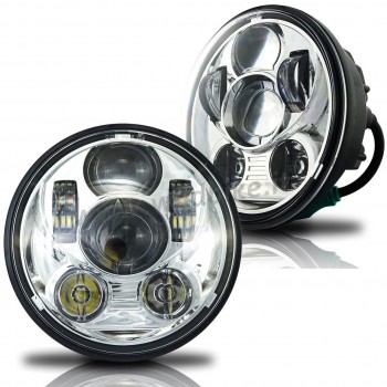 CHROME SIX LED FRONT HEADLIGHT BODY EU APPROVED 5.75 SUPERLIGHT FOR HARLEY DAVIDSON FXD DYNA '97-'17