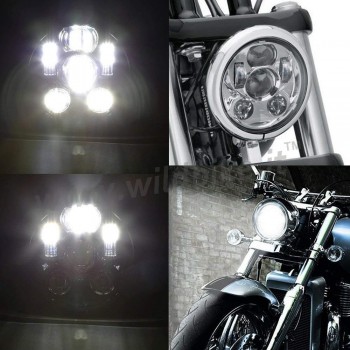 CHROME SIX LED FRONT HEADLIGHT BODY EU APPROVED 5.75 SUPERLIGHT FOR MOTORCYCLE