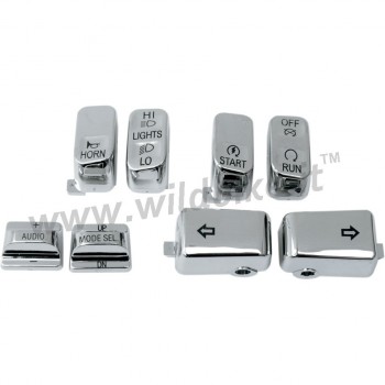 SWITCH CAP KITS 8 PIECES CHROME FOR HARLEY DAVIDSON FLH/FLT TOURING '96-'13