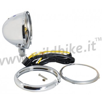 CHROME BOTTOM MOUNT HEADLIGHT SHELL WITH TRIM RING 5 3/4" 145 MM MOTORCYCLE