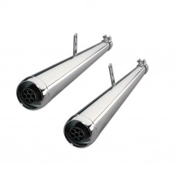 EXHAUSTS MUFFLERS SET SLIP-ON 70 CM WIDE CHROME FOR MOTORCYCLES