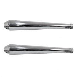 EXHAUSTS MUFFLERS SET SLIP-ON 66 CM MEGAPHONE CONE CHROME FOR MOTORCYCLES