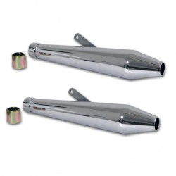 EXHAUSTS MUFFLERS SET SLIP-ON 48 CM TAPERED CHROME FOR MOTORCYCLES