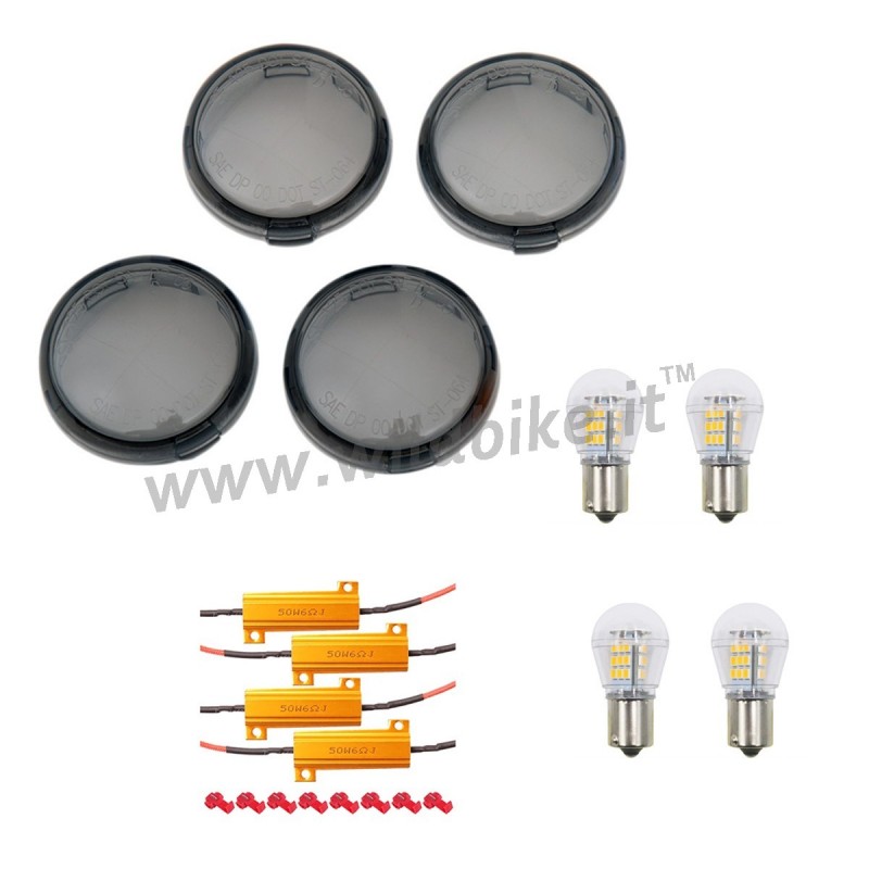 LED CONVERSION KIT SMOKED TURN SIGNAL LENS HARLEY DAVIDSON FXD DYNA 01-17