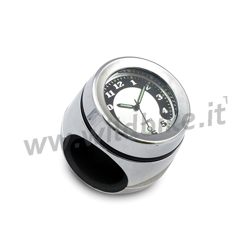 Horloge de Cadran du Guidon de Moto 22-25 mm - Argent / le Noir