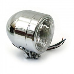CHROME HEADLIGHT ROUND EU APPROVED 105 MM FOR CUSTOM MOTORCYCLE AND HARLEY DAVIDSON