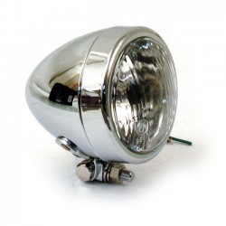 CHROME HEADLIGHT BULLET EU APPROVED 105 MM FOR CUSTOM MOTORCYCLE AND HARLEY DAVIDSON