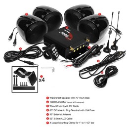BLUETOOTH® FM AUDIO STEREO SYSTEM M1000N 4CH 1000 W BLACK FOR MOTORCYCLE AND HARLEY DAVIDSON