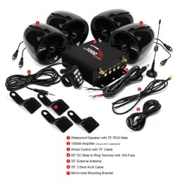 BLUETOOTH® FM AUDIO STEREO SYSTEM M1000 4CH 1000 W BLACK FOR MOTORCYCLE