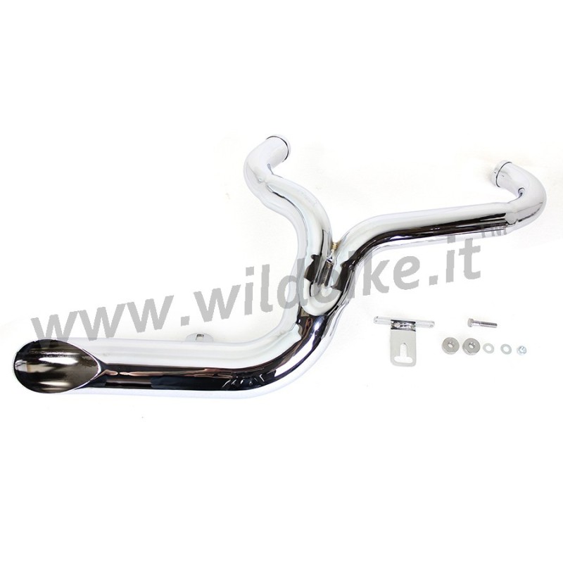 EXHAUSTS SYSTEM WYATT GATLING® TURN-OUT 2INTO1 CHROME HARLEY DAVIDSON FXD DYNA 06-17