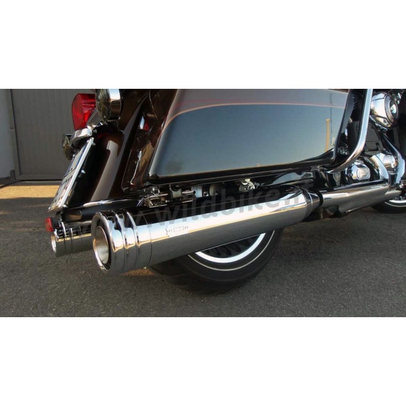 EXHAUSTS MUFFLERS MCJ EDITION 120 ROUND SLIP-ON CHROME EU APPROVED HARLEY DAVIDSON FLH FLT TOURING 17-20
