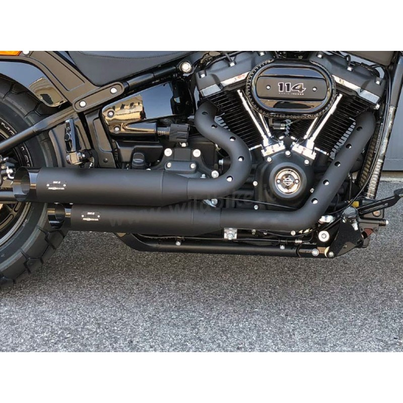 BLACK EXHAUSTS MUFFLERS MCJ BIG SHORT EU APPROVED HARLEY DAVIDSON FXLRS LOW RIDER S 20-22