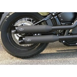 BLACK EXHAUSTS MUFFLERS MCJ RACE 90 EU APPROVED HARLEY DAVIDSON FXLRS LOW RIDER S 20-2