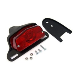 BLACK UNIVERSAL TAILLIGHT LUCAS STYLE WITH LICENSE PLATE BRACKET MOTORCYCLE