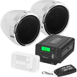 STEREO AUDIO SYSTEM BOSS 3" 600W CHROME FOR MOTORCYCLE AND HARLEY DAVIDSON