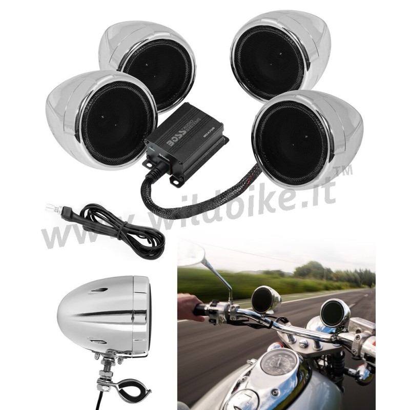 KIT HAUT-PARLEUR STEREO AUDIO SYSTEM BOSS 3" 4 CH 1000W MOTORCYCLE AND HARLEY DAVIDSON