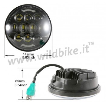 BLACK 12 LED EMC FRONT HEADLIGHT BODY EU APPROVED 5.75 SUPERLIGHT FOR MOTORCYCLE