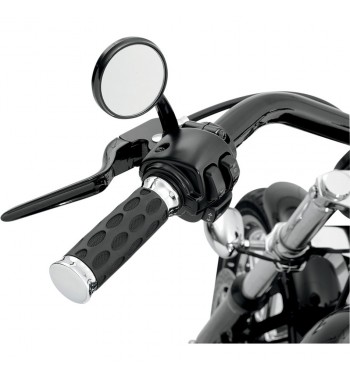 GRIPS CUSTOM RUBBER BLACK WITH END CAP CHROME FOR HARLEY DAVIDSON
