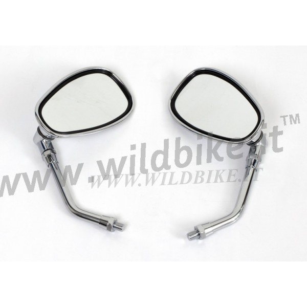 Specchietti moto custom Oval cromati, coppia specchi universali :  : Auto e Moto