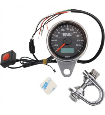 elektronischer Tachometer mini 220 km/h 61 mm. schwarz custom motorrad und harley